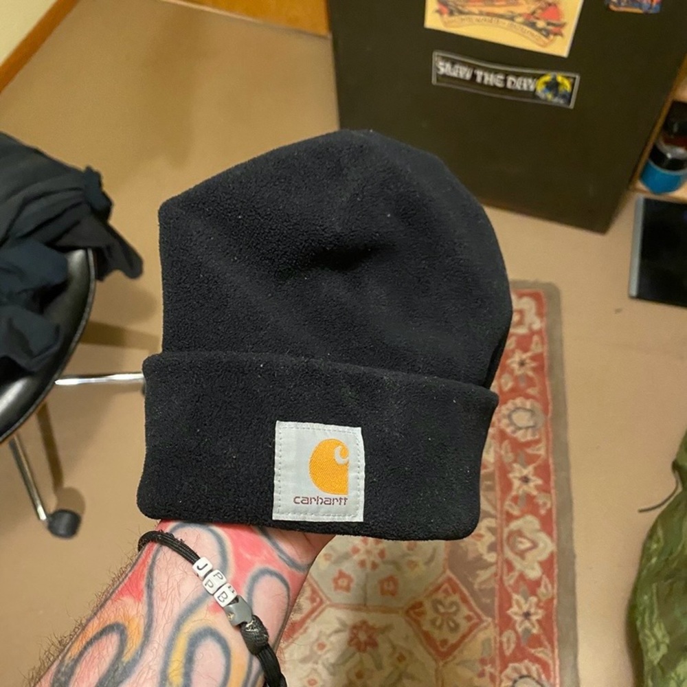 Black Carhartt Fleece Winter Beanie Hat